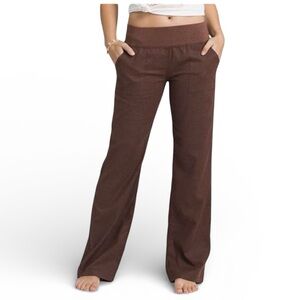 PRANA Wide-Leg Hemp Blend Brown Pants Womens XL Outdoors Hiking Casual Boho